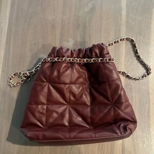 a new day Burgundy Quilted Shoulder Bag